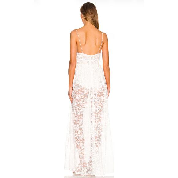 For Love & Lemons Lorena Lace Maxi Dress in White NWT Size Small - Picture 2 of 7